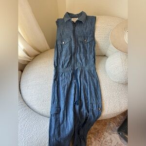 Forever 21 denim cargo jumpsuit